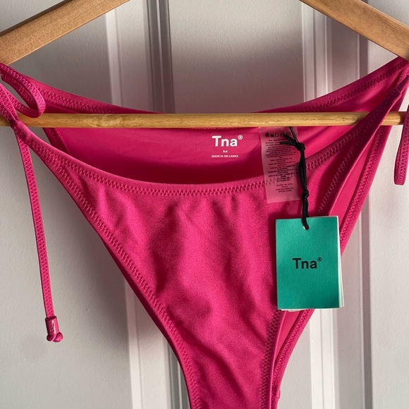 TNA String High-leg Low-rise TOPANGA BRIGHT ROSE VIF Pink Bikini Bottom ONLY Med - Picture 4 of 10